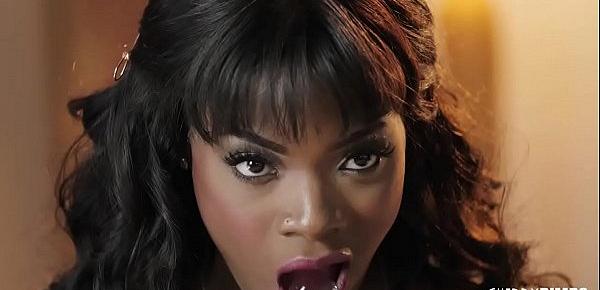  Ana Foxxx Is An Ebony Goddess in Pink Who Uses Her Glass Dildo To Pleasure Herself